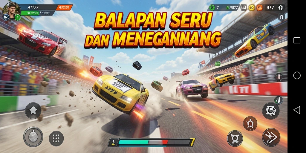Tampilan seru gameplay balapan cepat di AT777.