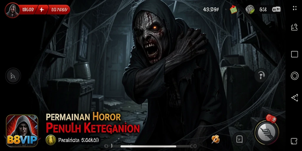 Gameplay menegangkan di B8VIP, menampilkan suasana horor yang mencekam.