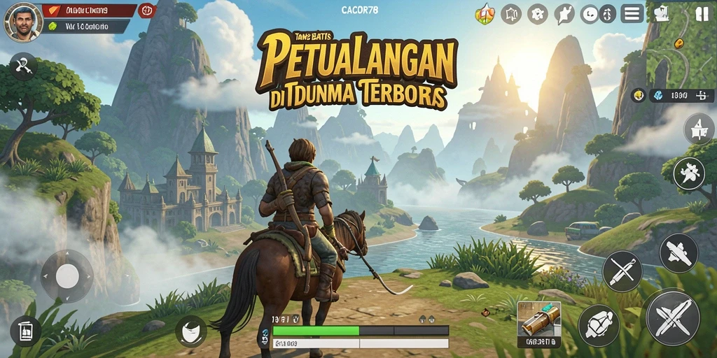 Screenshot gameplay CACOR78 menunjukkan dunia terbuka yang penuh petualangan.