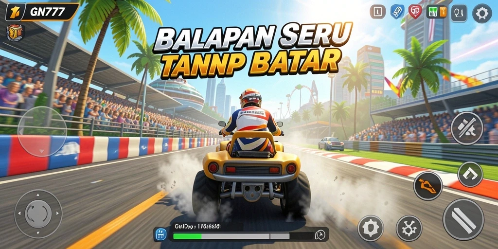 Gameplay balapan seru di GN777 dengan mobil dan trek yang menarik.