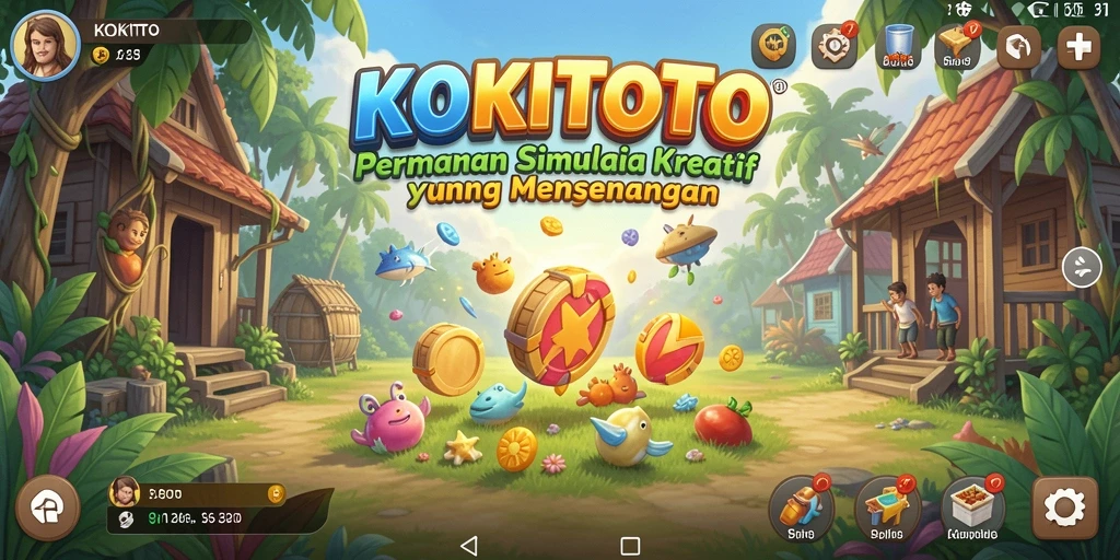 Screenshot utama KOKITOTO menampilkan gameplay interaktif yang menggugah imajinasi.