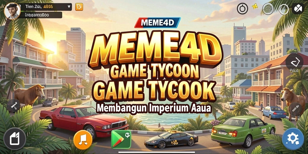 Screenshot gameplay MEME4D menunjukkan pengalaman Tycoon yang seru.