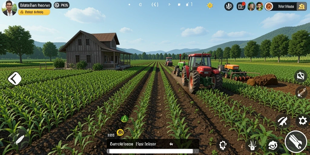 Tampilan gameplay PK95 yang seru dan interaktif dalam bertani.