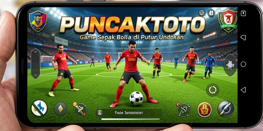 Gameplay PUNCAKTOTO dengan aksi sepak bola yang seru dan mendebarkan.