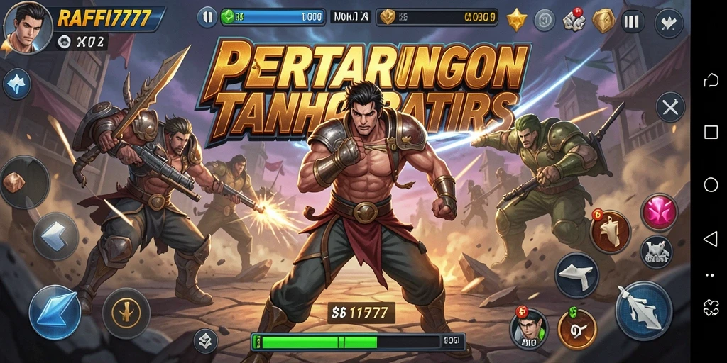 Tampilan gameplay seru dalam RAFFI777 dengan pertarungan mendebarkan.