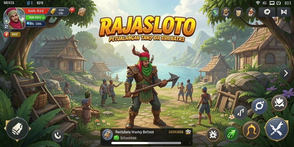 Tangkapan layar utama RAJASLOTO menampilkan aksi seru dalam dunia terbuka.