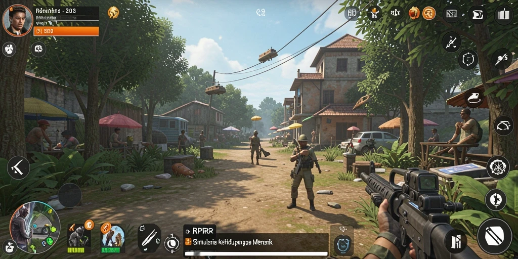Tampilan gameplay RPRR dengan kegiatan sehari-hari yang menarik.