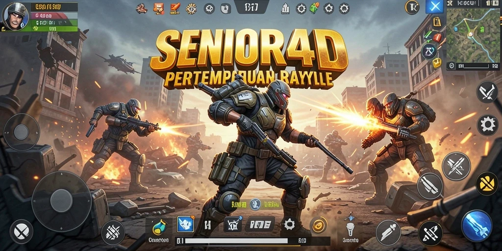 Gameplay seru dan mendebarkan dari SENIOR4D Battle Royale.