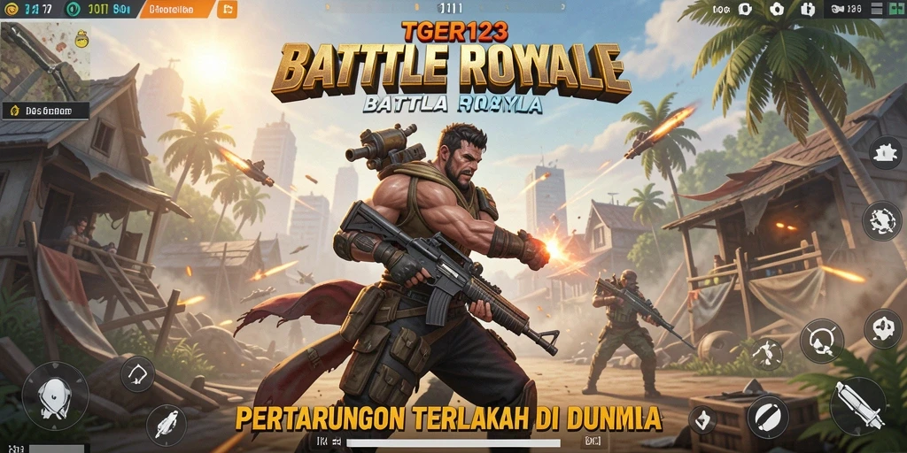 Screenshot TGER123 menampilkan gameplay Battle Royale yang mendebarkan dan penuh aksi.